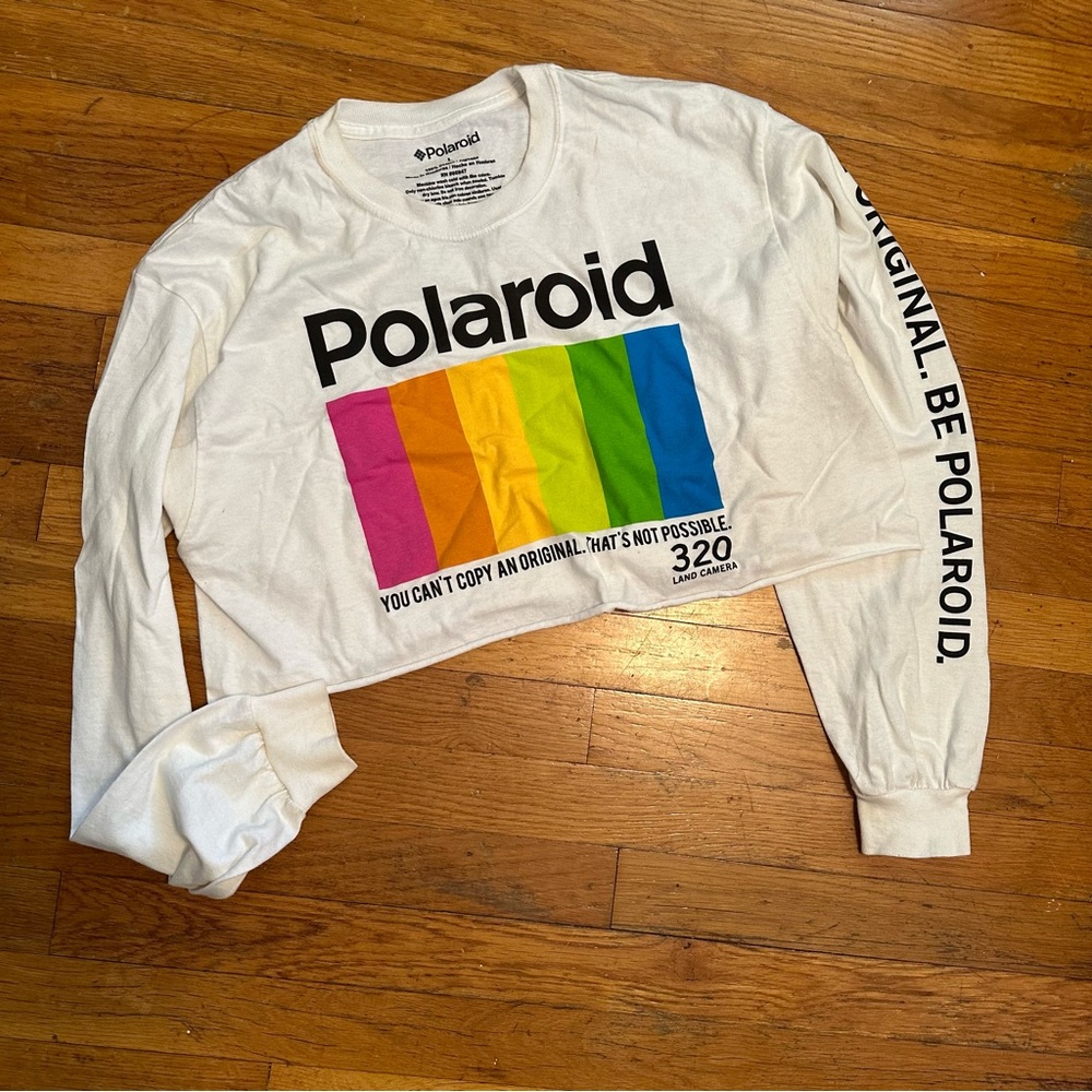 Forever 21: POLAROID Trendy Color Bars Test Pattern Long Sleeve Crop Top